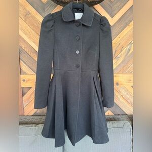 ASOS Black Trench Peacoat Skater Coat Size 4